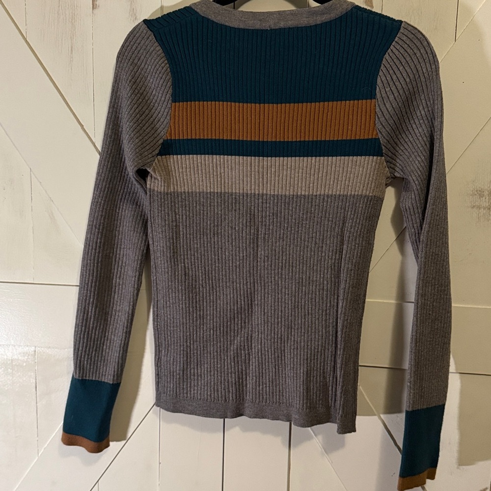 Hem & Thread Striped Ribbed Long Sleeve Sweater Top - Picture 7 of 7